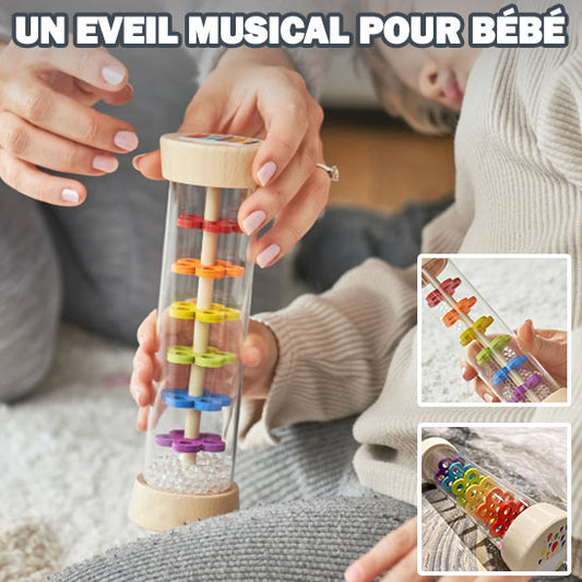 Jeu d'Éveil Musical en Bois - Bâton de pluie sensoriel pour bébé